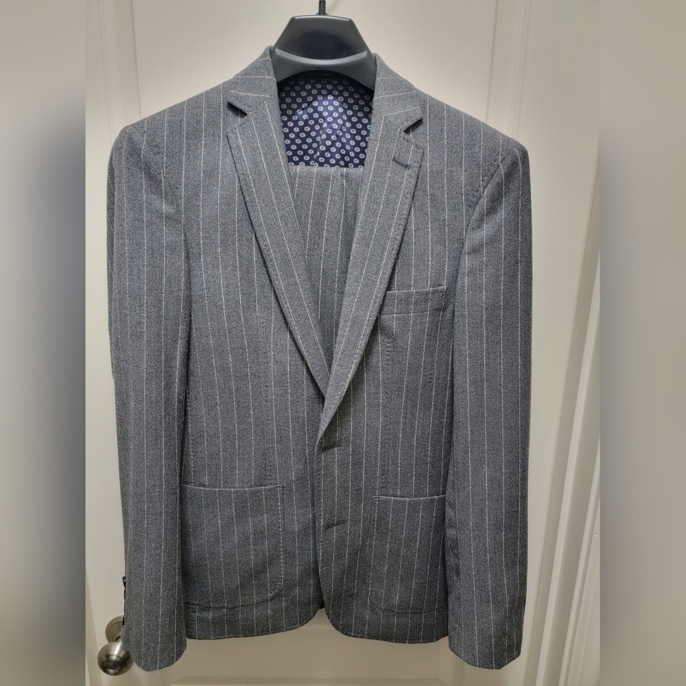 Mens Gray Pinstripe Suit